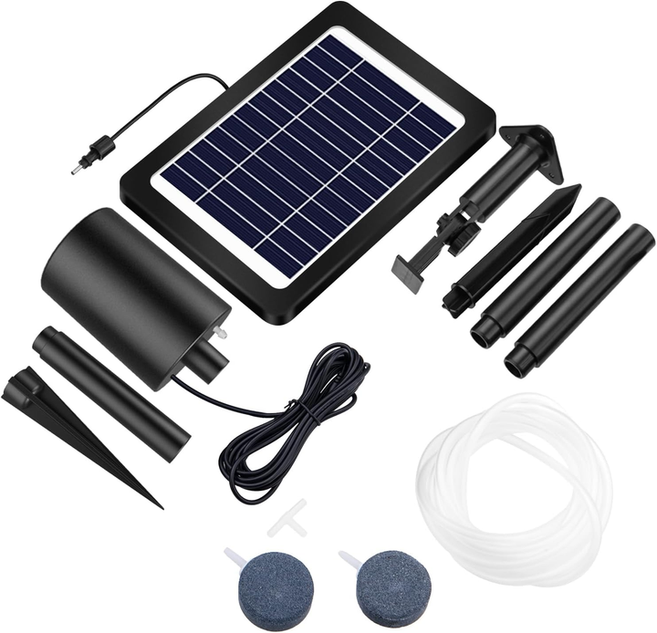 Solární provzdušňovač jezírka AP015 – 2200 mAh baterie, 3 režimy provozu, 4 W panel