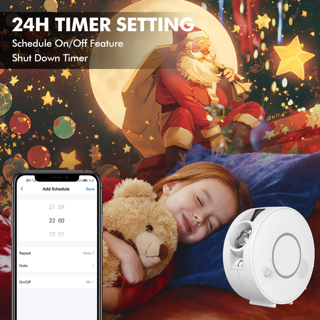 Projektor galaxie a noční oblohy – 6 kazet se snímky, Bluetooth reproduktor, ovládání pomocí aplikace