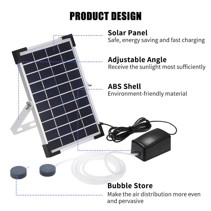 Fapiere Solární provzdušňovač jezírka AP206 – 2400 mAh baterie, 2 režimy, 5 W panel