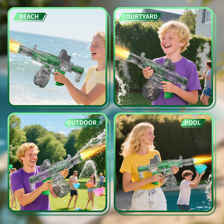 BATTLE Elektrická vodní pistole AK47 – světelné efekty, dostřel 8–10 m, 270 ml zásobník