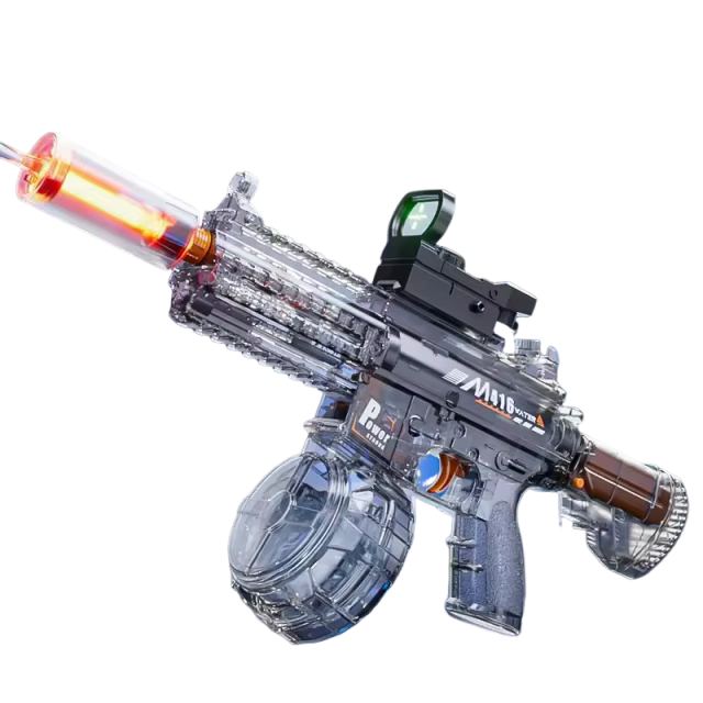 Elektrická vodní pistole M416 - světelné efekty, dostřel 8-10 m, 170 ml zásobník, 500 mAh baterie