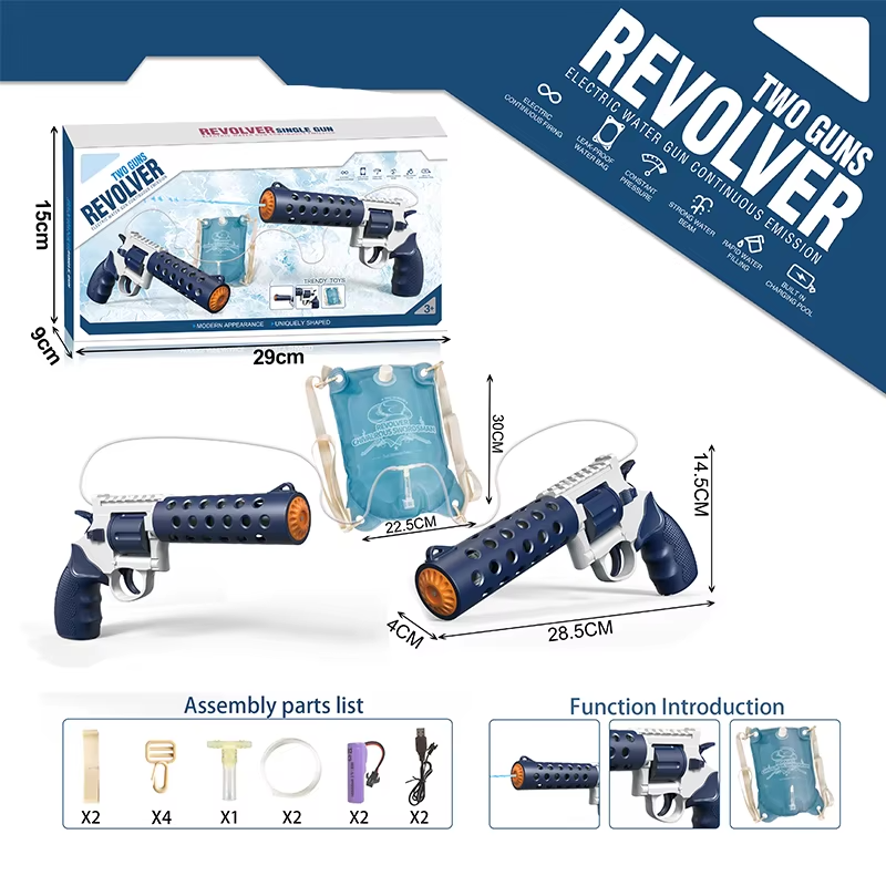 REVOLVER Elektrická vodní pistole | 1,2L zásobník, 6–8m dostřel, automatické střílení