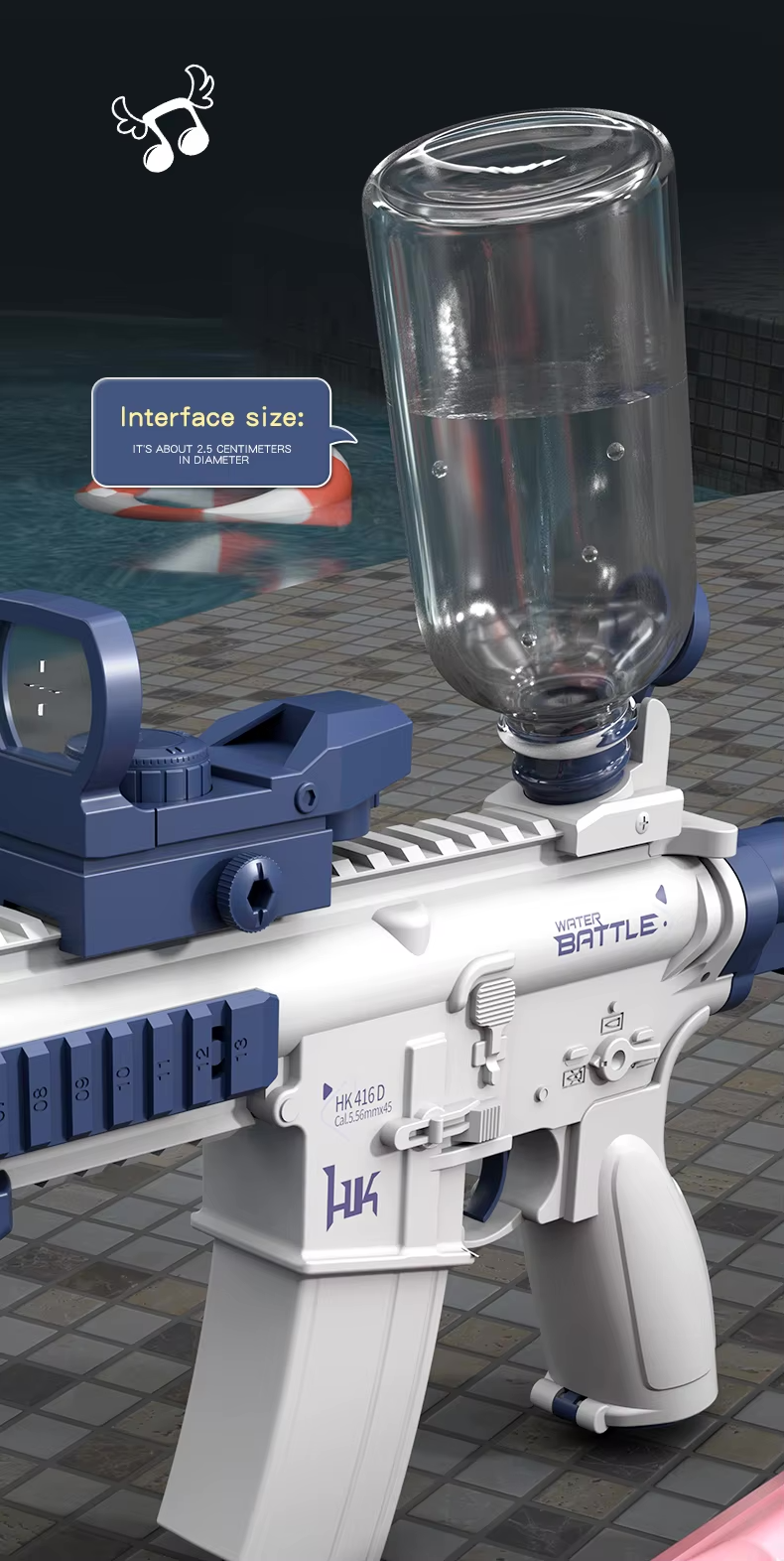 M416 Elektrická vodní pistole pro děti | Zabudovaný 370 ml zásobník