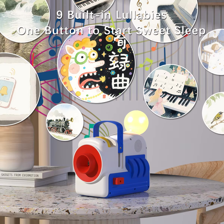 Dětský projektor pohádek a příběhů - 4 tematické sady projekcí, zvuky a noční světlo