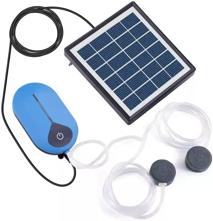 Solární provzdušňovač jezírka AP008 – 3600 mAh baterie, 3 režimy provozu, 1,5 W panel