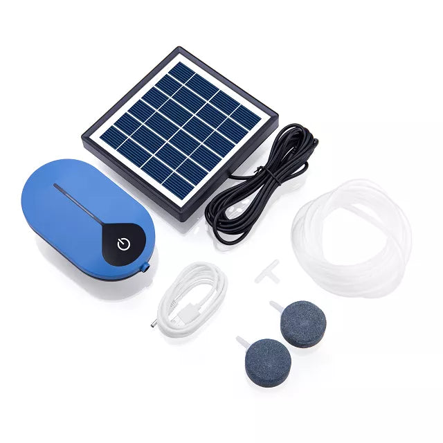 Solární provzdušňovač jezírka AP008 – 3600 mAh baterie, 3 režimy provozu, 1,5 W panel