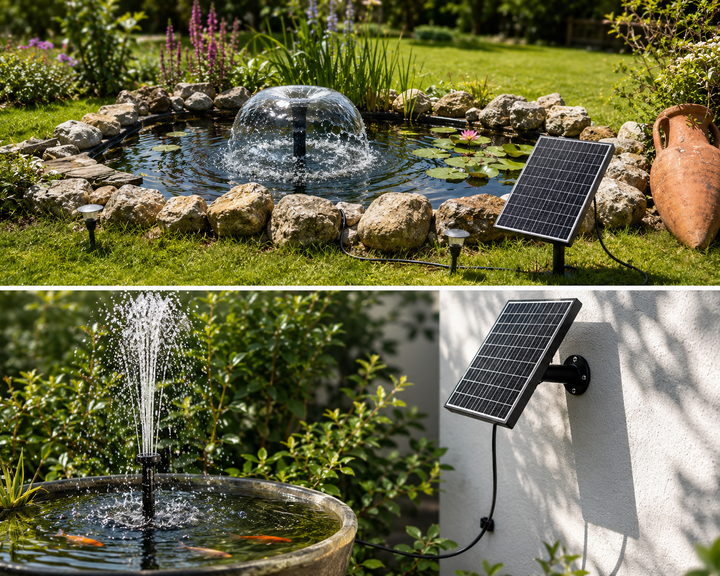 Solární jezírkový filtr s čerpadlem FA201 - 20 W panel, průtok 875 l/h, 4 trysky, biologická filtrace
