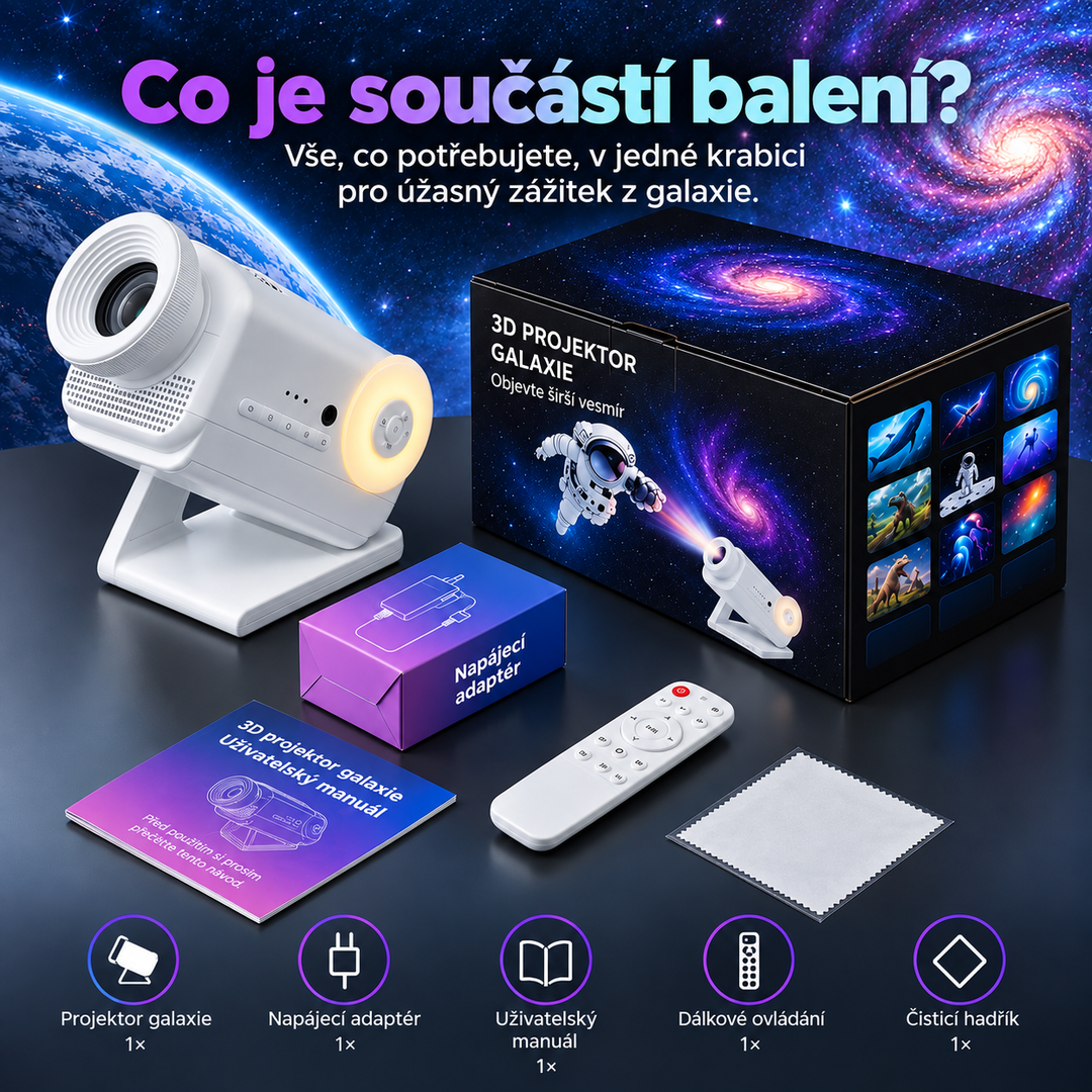 Dynamický 3D projektor BL-3D02 - 60 video scén, Bluetooth reproduktor, dálkové ovládání, noční světlo