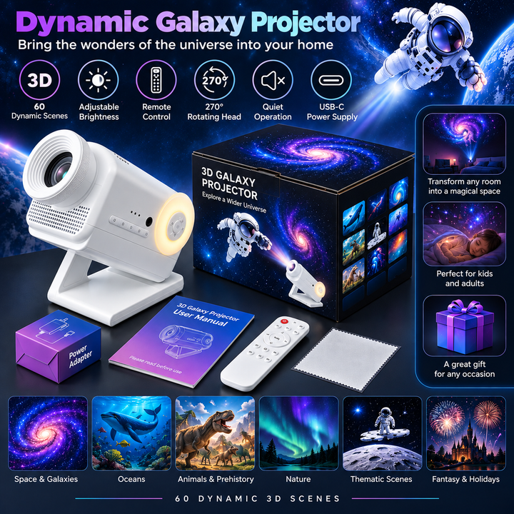 Dynamický 3D projektor BL-3D02 - 60 video scén, Bluetooth reproduktor, dálkové ovládání, noční světlo