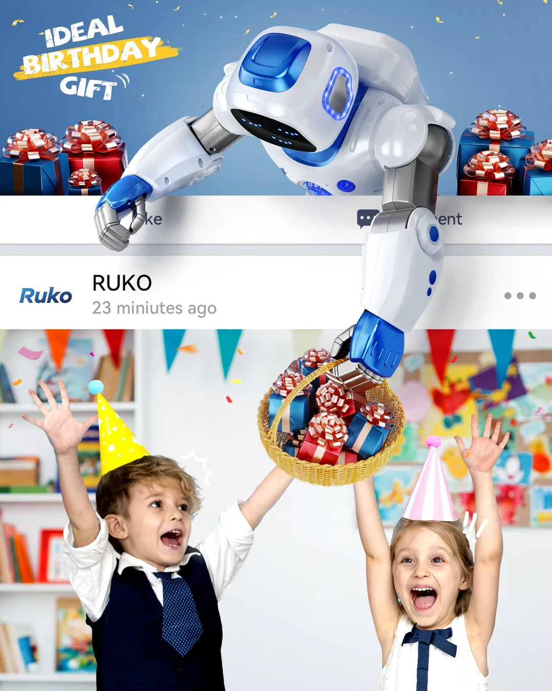 Ruko 1088 Carle – velký programovatelný robot pro děti s aplikací a hlasovým ovládáním