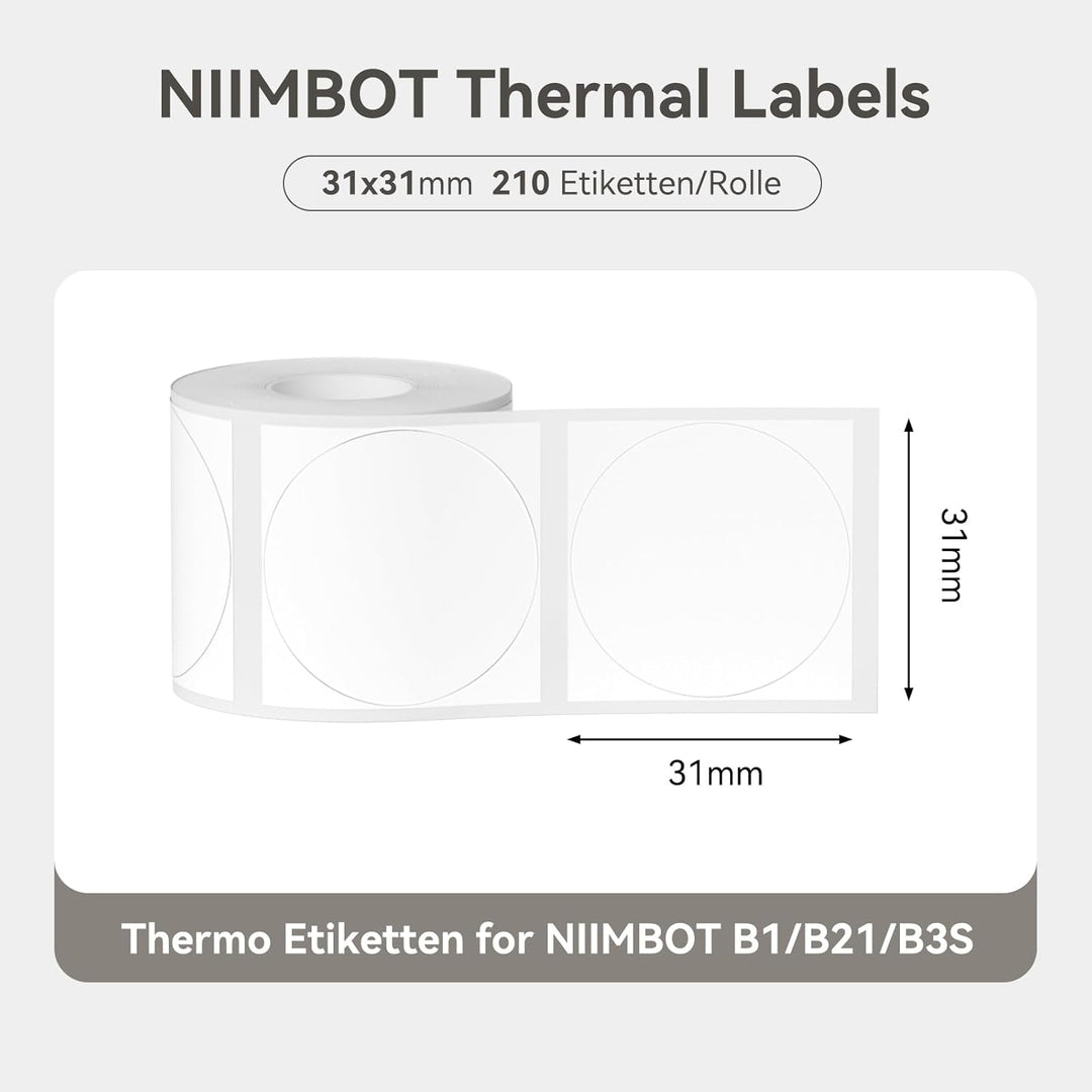 Niimbot náhradní samolepící štítky pro tiskárny B21, B21S, B1, B3S, 31x31mm, kulaté