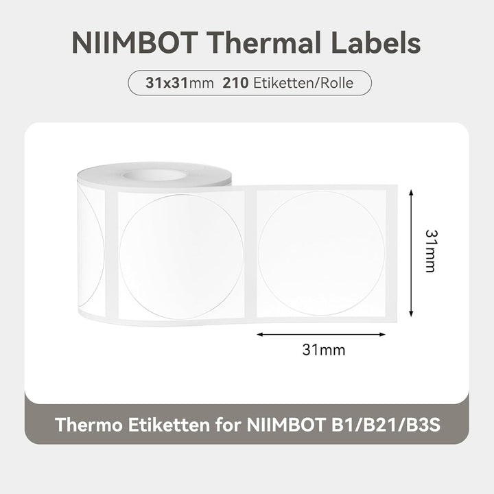 Niimbot náhradní samolepící štítky pro tiskárny B21, B21S, B1, B3S, 31x31mm, kulaté