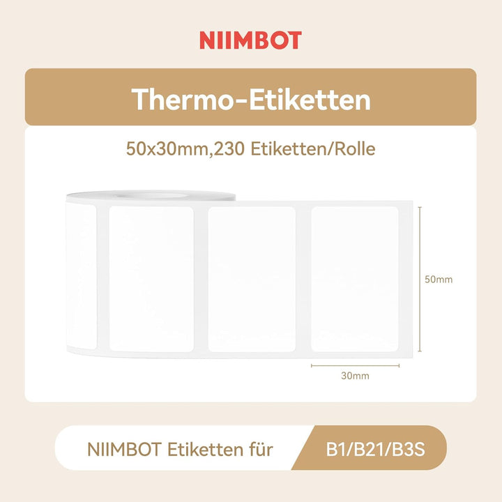 Niimbot náhradní samolepící štítky pro tiskárny B21, B21S, B1, B3S, 50x30mm, 230ks/role