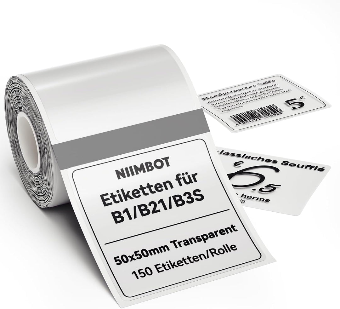 Niimbot transparentní samolepící štítky pro tiskárny B21, B21S, B1, B3S, hranatý 50x50mm