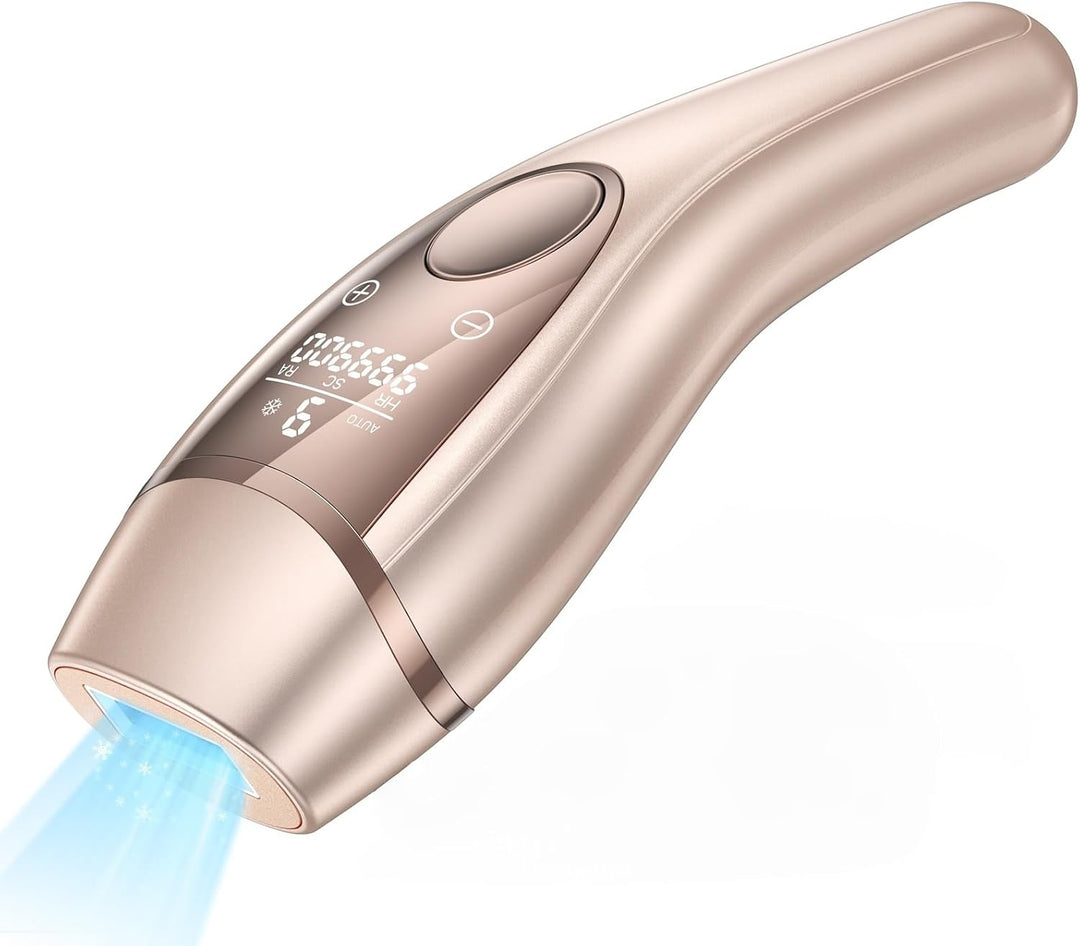 Oupseen IPL epilátor s ledovým chlazením – 21 J, 9 úrovní energie, 999 900 záblesků, zlatá