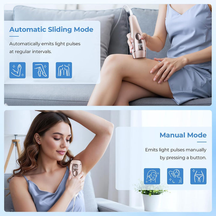 Oupseen IPL epilátor s ledovým chlazením – 21 J, 9 úrovní energie, 999 900 záblesků, zlatá