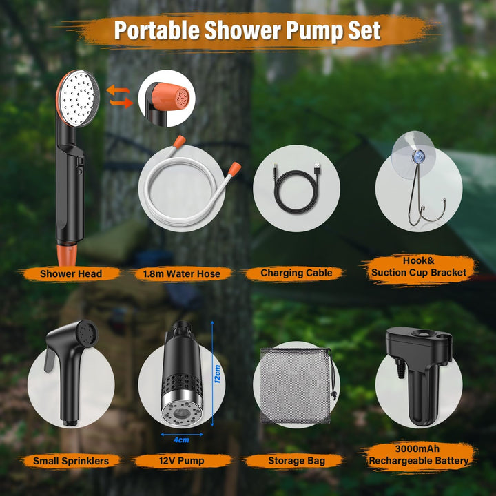 Rsaoty Přenosná kempingová sprcha 3000 mAh