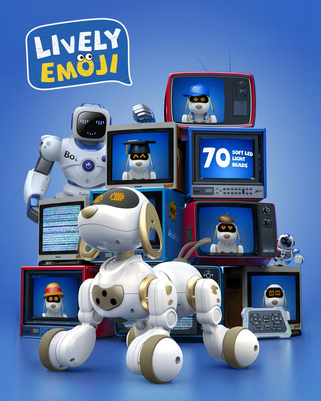 Ruko 18011 Inteligentní robotický pes s LED výrazy a dálkovým ovládáním