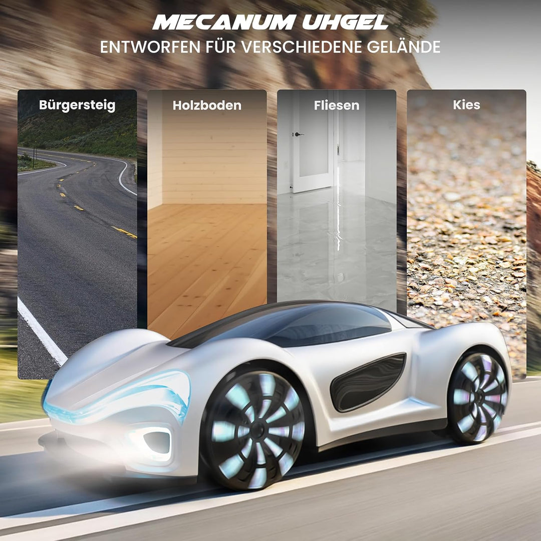 SIMREX RC auto na dálkové ovládání – 360° driftovací kaskadér s LED koly, bílá