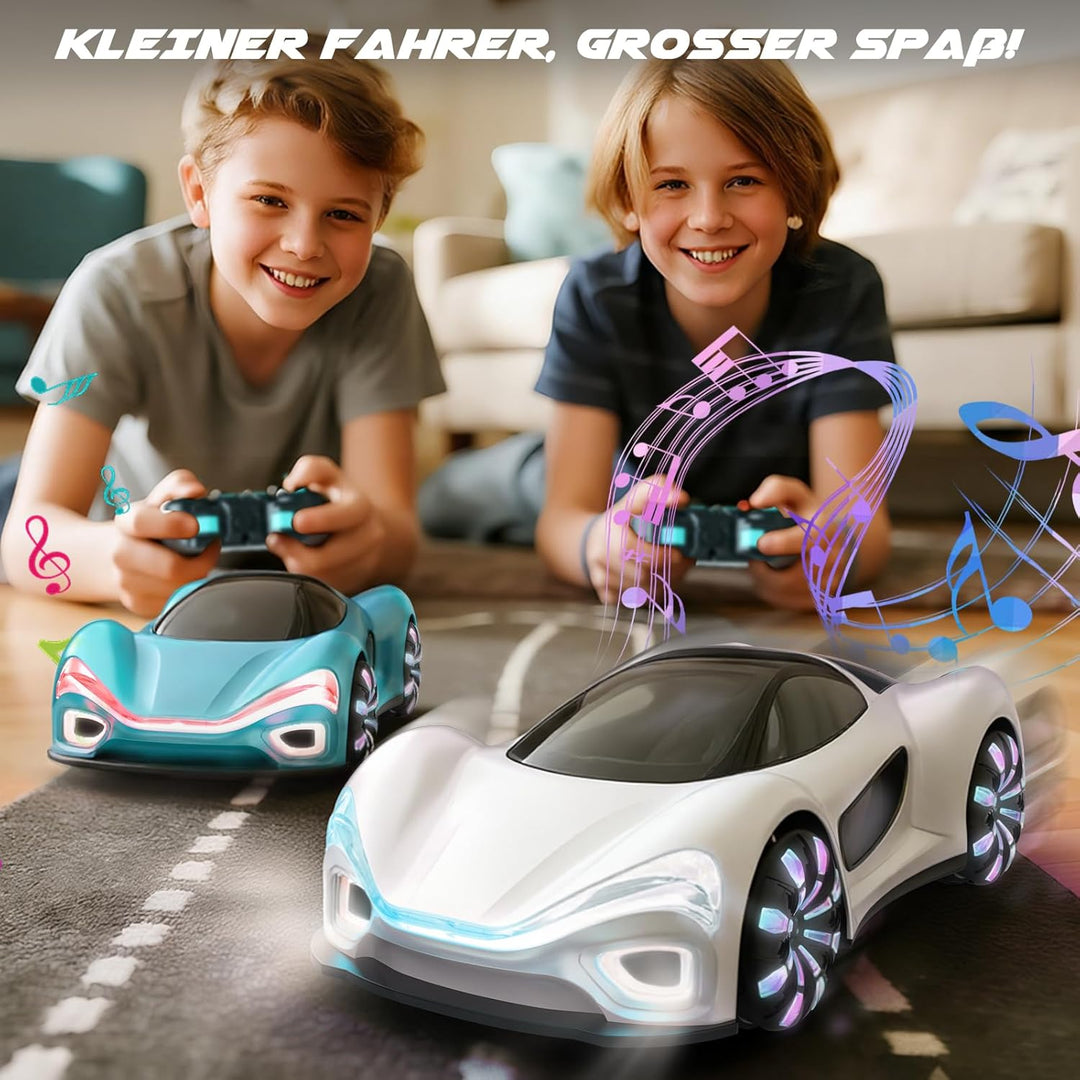 SIMREX RC auto na dálkové ovládání – 360° driftovací kaskadér s LED koly, modrá