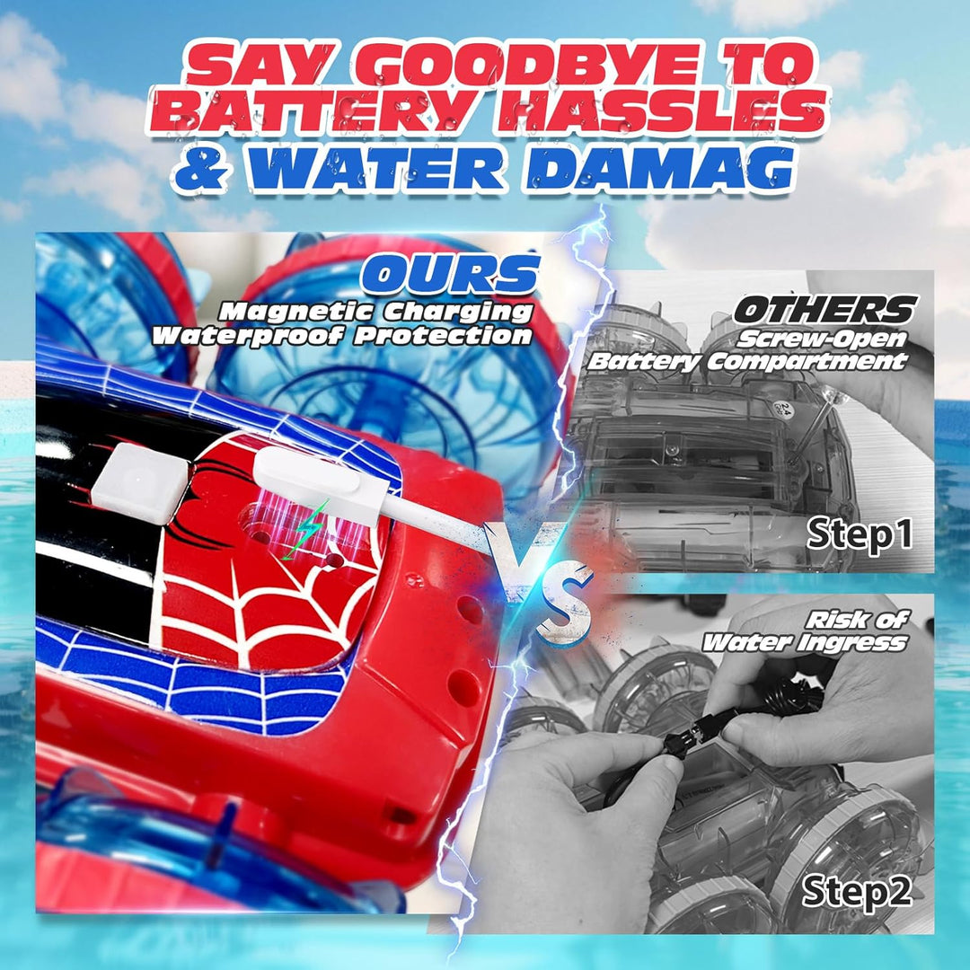 Tecnock Obojživelné RC Auto - 4WD, ovládání gesty, magnetické nabíjení, 60 min jízdy, LED světla, červená