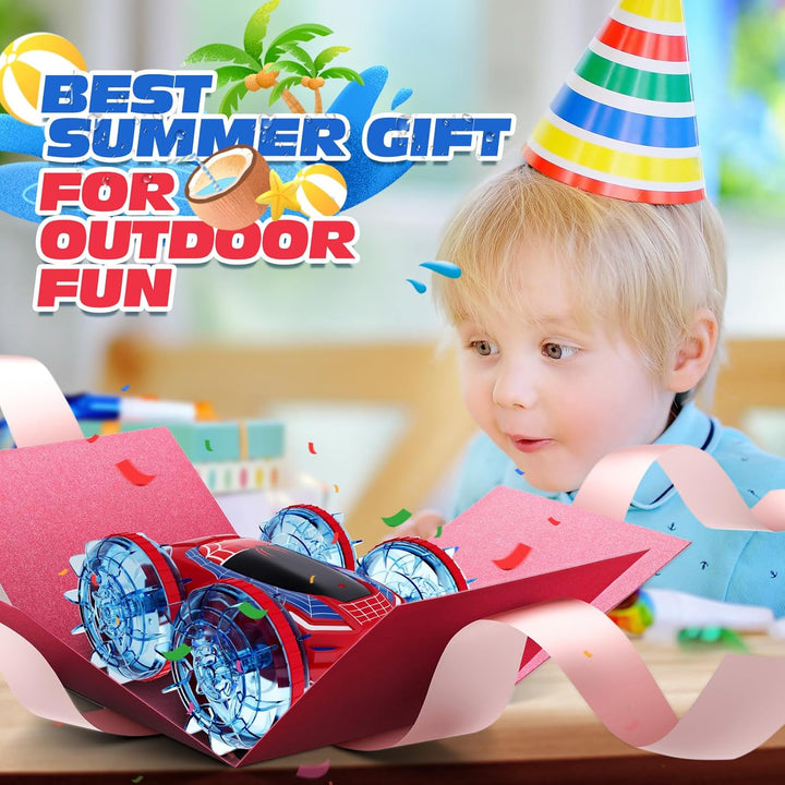 Tecnock Obojživelné RC Auto - 4WD, ovládání gesty, magnetické nabíjení, 60 min jízdy, LED světla, červená