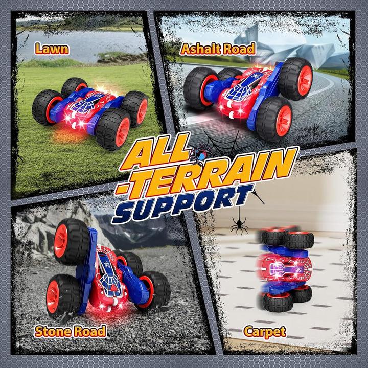 Tecnock RC Kaskadérské auto s 360° otočkami a LED světly, červená