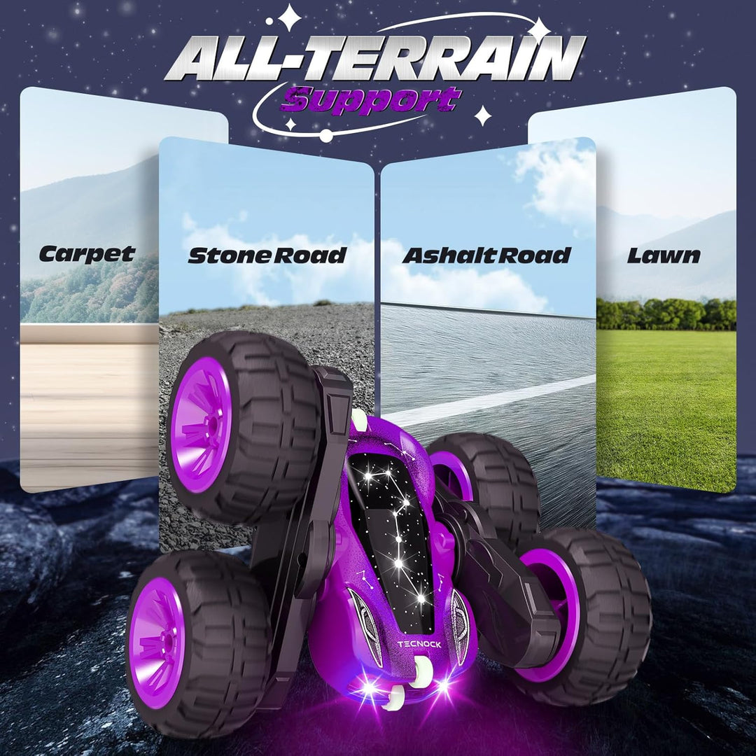 Tecnock RC Kaskadérské auto s 360° otočkami a LED světly, fialová