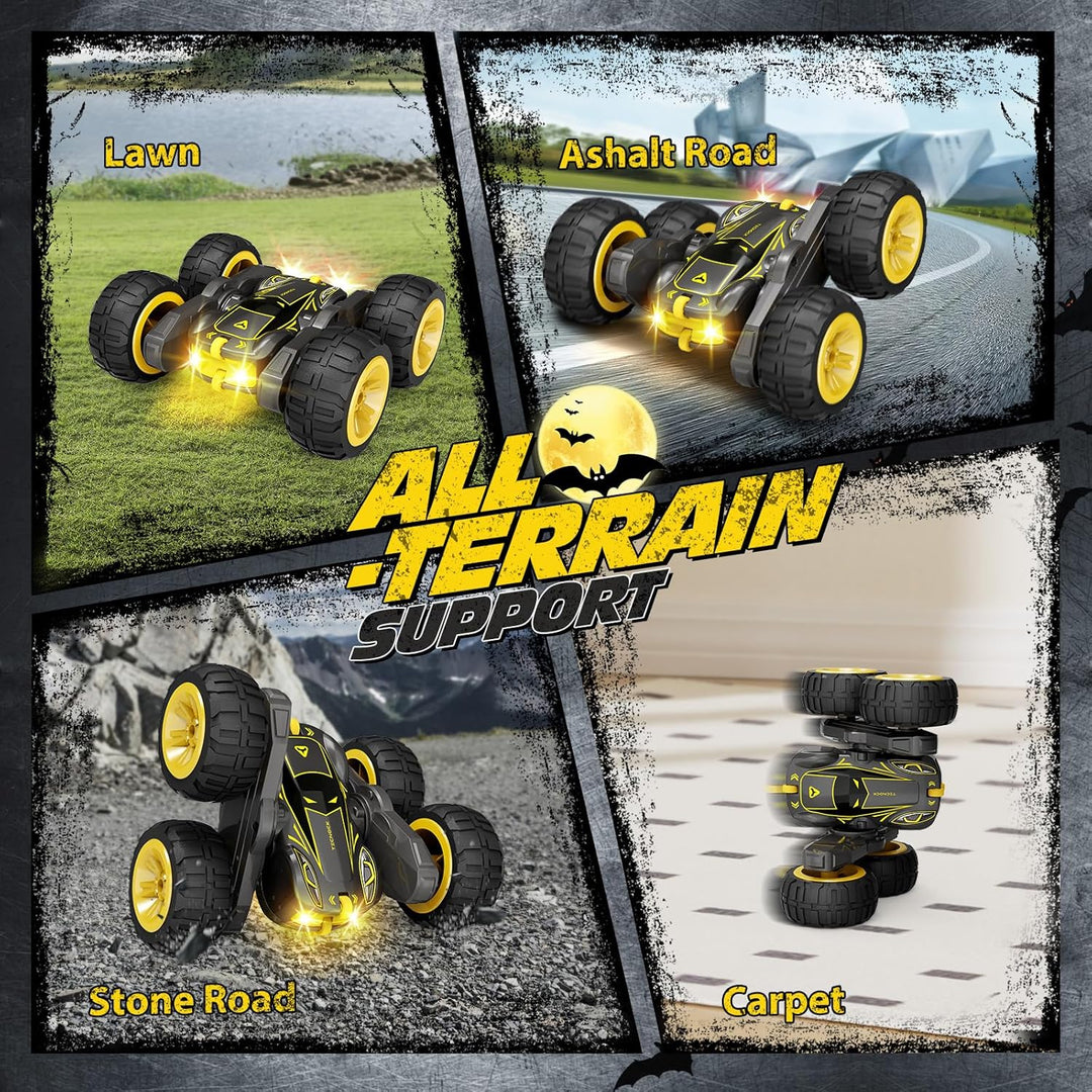 Tecnock RC Kaskadérské auto s 360° otočkami a LED světly, žlutá