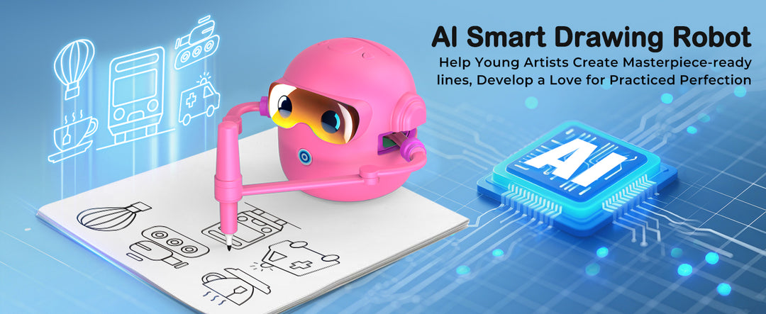 Thinkaroo Kreslící robot pro děti – interaktivní výuková hračka s hudbou a 100 kartami, růžová