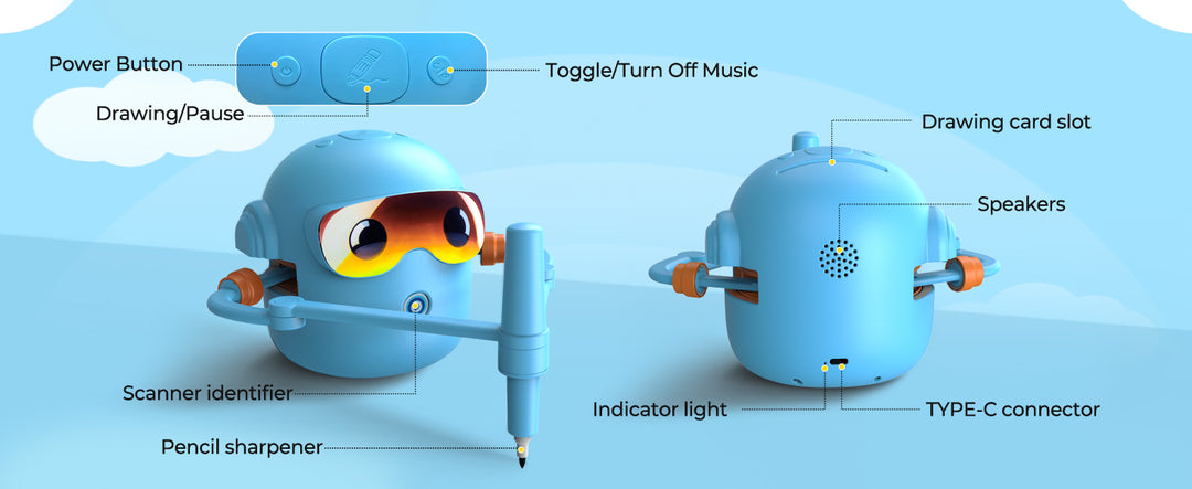 Thinkaroo Kreslící robot pro děti – interaktivní výuková hračka s hudbou a 100 kartami